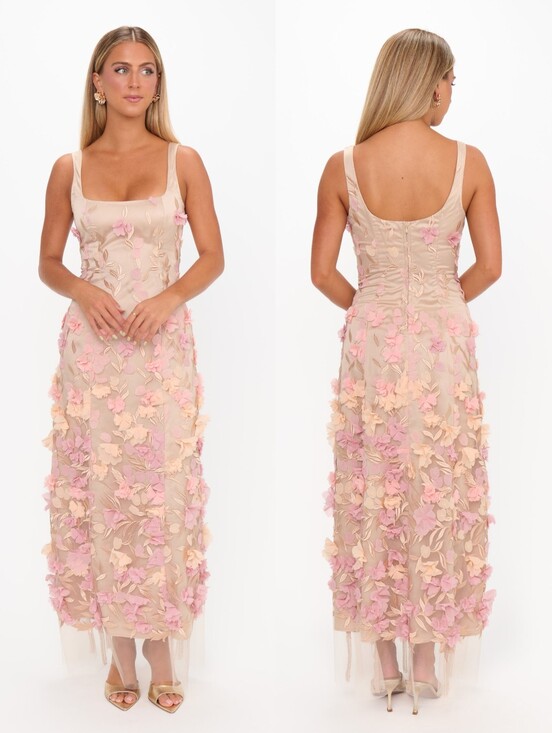 Show Me Your MuMu Dresses & Skirts - NWOT Show Me Your Mumu Stephanie Dress in Champagne 3D Floral